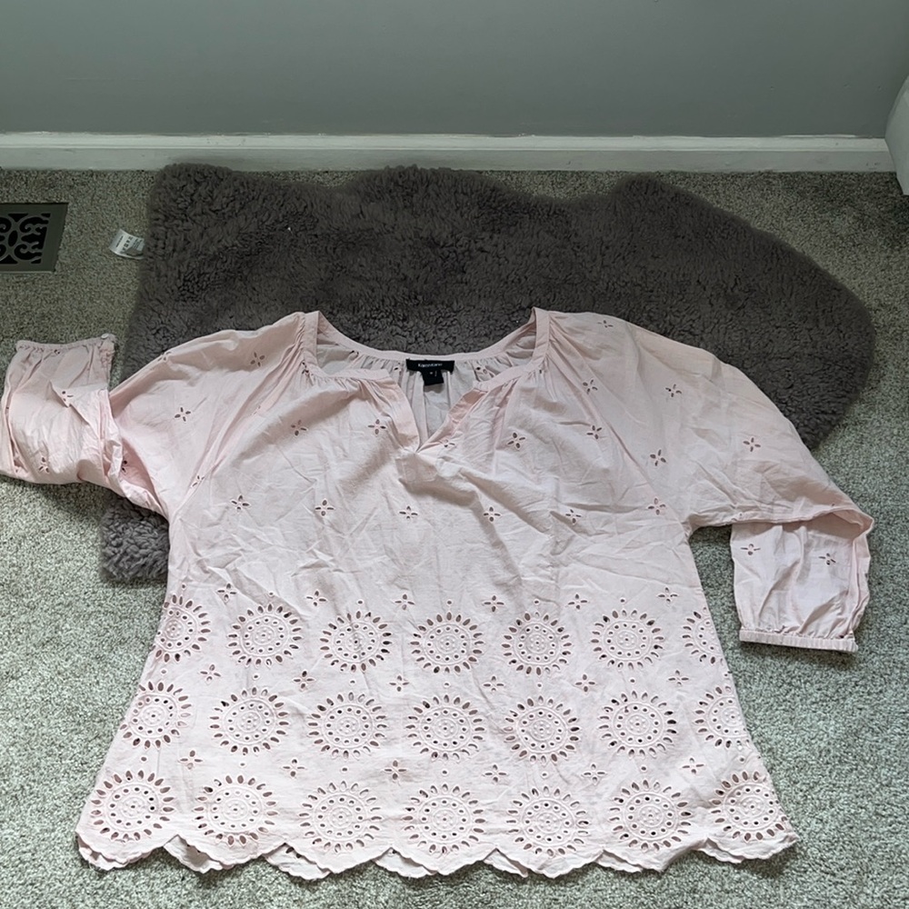 Karen Kane eyelet border blouse